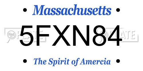 5FXN84 Massachusetts License Plate