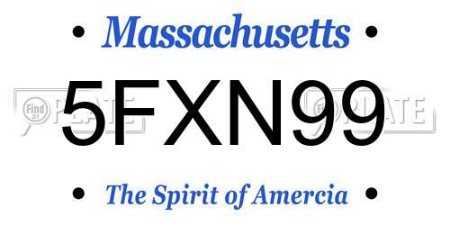 5FXN99 Massachusetts License Plate