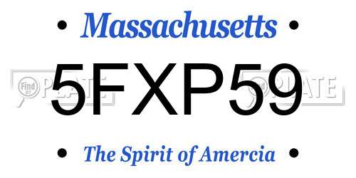 5FXP59 Massachusetts License Plate