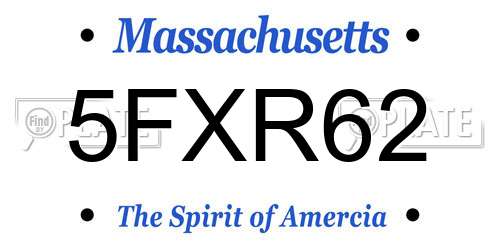 5FXR62 Massachusetts License Plate