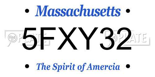 5FXY32 Massachusetts License Plate