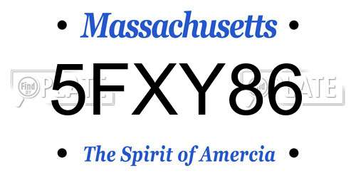 5FXY86 Massachusetts License Plate