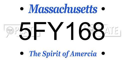 5FY168 Massachusetts License Plate