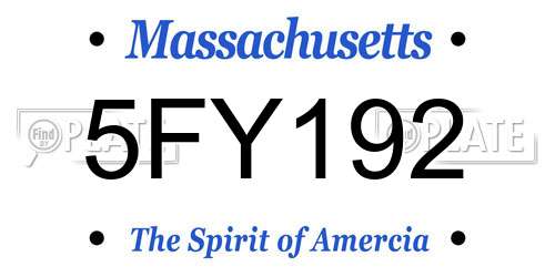 5FY192 Massachusetts License Plate