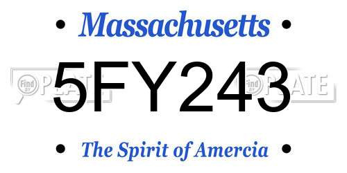 5FY243 Massachusetts License Plate