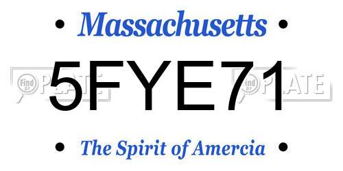 5FYE71 Massachusetts License Plate
