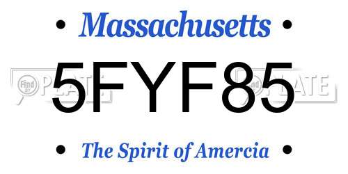 5FYF85 Massachusetts License Plate