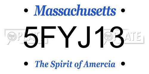 5FYJ13 Massachusetts License Plate