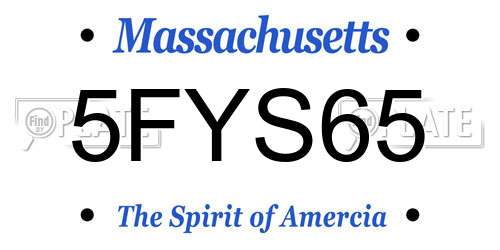 5FYS65 Massachusetts License Plate