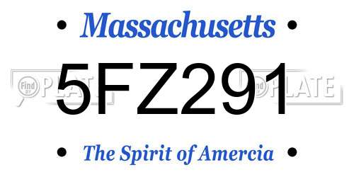 5FZ291 Massachusetts License Plate