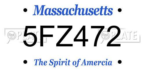 5FZ472 Massachusetts License Plate
