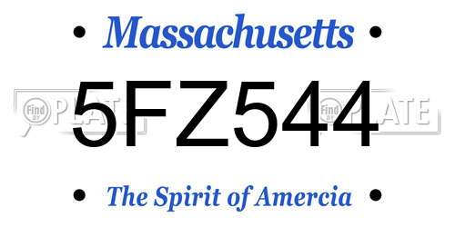 5FZ544 Massachusetts License Plate