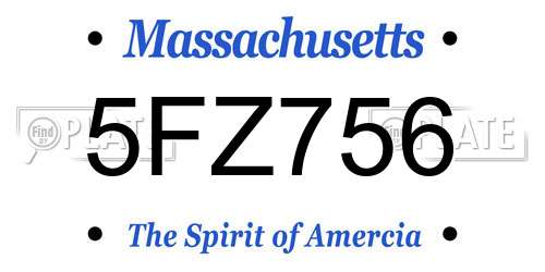 5FZ756 Massachusetts License Plate