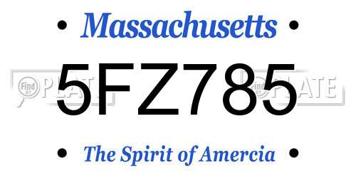 5FZ785 Massachusetts License Plate