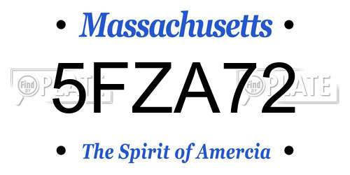5FZA72 Massachusetts License Plate