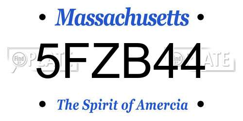 5FZB44 Massachusetts License Plate