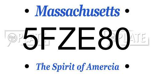 5FZE80 Massachusetts License Plate