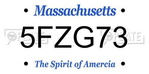 5FZG73 Massachusetts License Plate