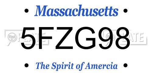 5FZG98 Massachusetts License Plate