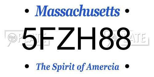 5FZH88 Massachusetts License Plate