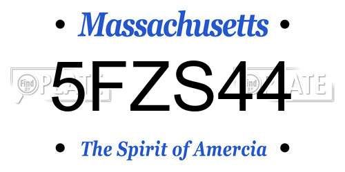 5FZS44 Massachusetts License Plate