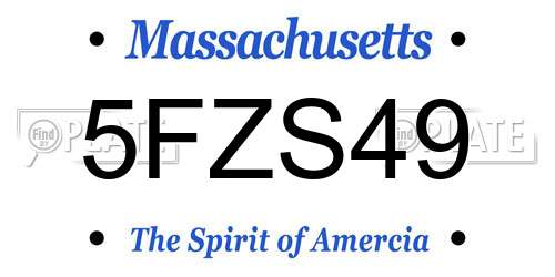 5FZS49 Massachusetts License Plate