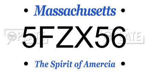 5FZX56 Massachusetts License Plate