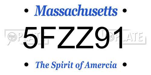 5FZZ91 Massachusetts License Plate