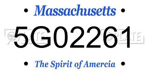 5G02261 Massachusetts License Plate
