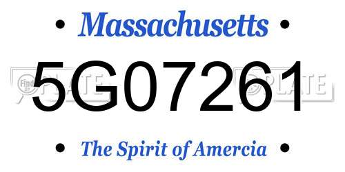 5G07261 Massachusetts License Plate