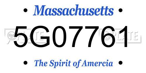 5G07761 Massachusetts License Plate