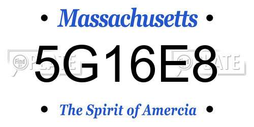 5G16E8 Massachusetts License Plate
