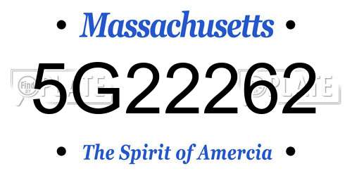 5G22262 Massachusetts License Plate