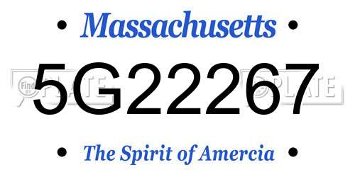 5G22267 Massachusetts License Plate