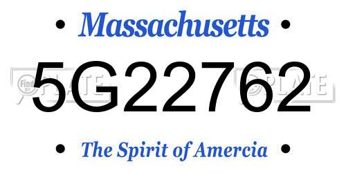 5G22762 Massachusetts License Plate