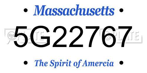 5G22767 Massachusetts License Plate