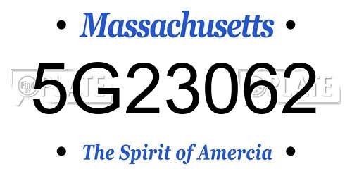 5G23062 Massachusetts License Plate