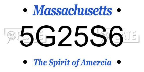 5G25S6 Massachusetts License Plate