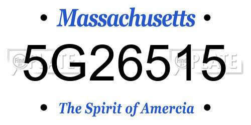 5G26515 Massachusetts License Plate