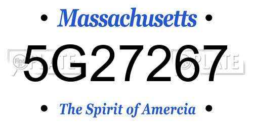 5G27267 Massachusetts License Plate