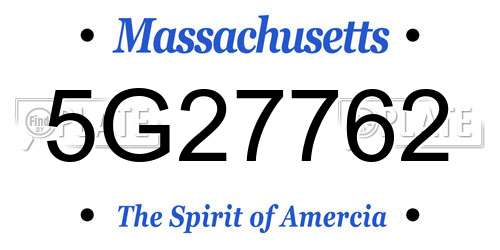 5G27762 Massachusetts License Plate
