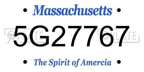5G27767 Massachusetts License Plate