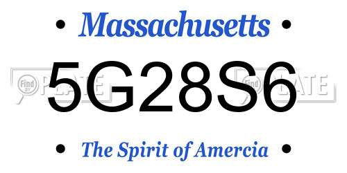 5G28S6 Massachusetts License Plate