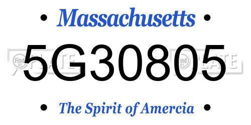 5G30805 Massachusetts License Plate