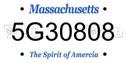 5G30808 Massachusetts License Plate