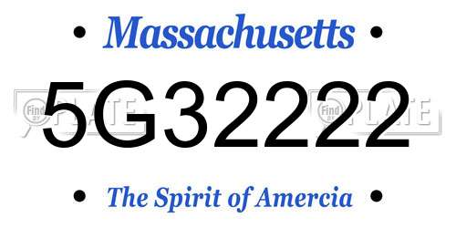 5G32222 Massachusetts License Plate