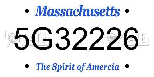 5G32226 Massachusetts License Plate