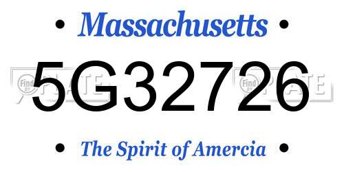 5G32726 Massachusetts License Plate
