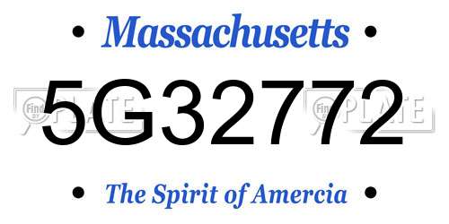 5G32772 Massachusetts License Plate