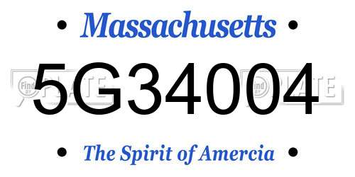 5G34004 Massachusetts License Plate